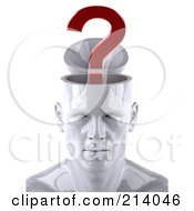 Royalty Free RF Clipart Illustration Of A 3d White Male Head Character With A Question Mark Facing Front
