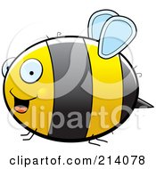 Poster, Art Print Of Happy Chubby Bumble Bee Flying In Profile