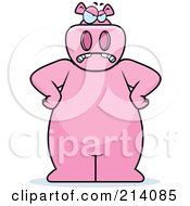 Royalty Free RF Clipart Illustration Of A Big Pink Hippo Standing On His Hind Legs With His Hands On His Hips