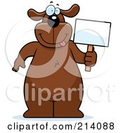 Royalty Free RF Clipart Illustration Of A Big Brown Dog Holding A Small Blank Sign