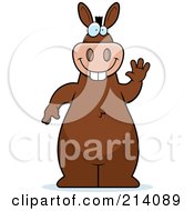 Poster, Art Print Of Big Brown Donkey Standing And Waving