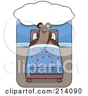 Poster, Art Print Of Big Bear Sleeping In A Bed Under A Dream Cloud