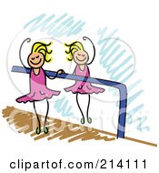 Royalty Free RF Clipart Illustration Of A Childs Sketch Of A Ballerina Dancing By A Mirror