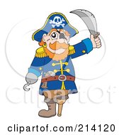 Poster, Art Print Of Peg Legged Pirate Raising A Sword - 3