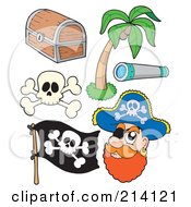 Royalty Free RF Clipart Illustration Of A Digital Collage Of Pirate Items 4