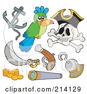 Royalty Free RF Clipart Illustration Of A Digital Collage Of Pirate Items 12