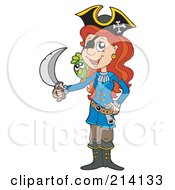 Poster, Art Print Of Female Pirate Raising A Sword