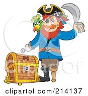 Poster, Art Print Of Male Pirate Standing By A Treasure Chest