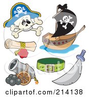 Poster, Art Print Of Digital Collage Of Pirate Items - 5
