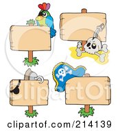 Royalty Free RF Clipart Illustration Of A Digital Collage Of Blank Wooden Pirate Signs