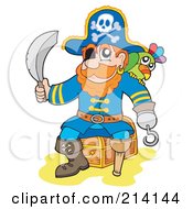 Poster, Art Print Of Male Pirate Sitting On A Treasure Chest