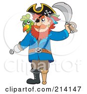 Poster, Art Print Of Peg Legged Pirate Raising A Sword - 1