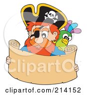 Poster, Art Print Of Male Pirate Reading A Blank Scroll