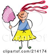 Childs Sketch Of A Girl With Cotton Candy