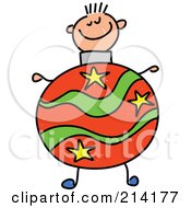 Royalty Free RF Clipart Illustration Of A Childs Sketch Of A Boy With A Christmas Ball Body by Prawny
