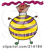 Royalty Free RF Clipart Illustration Of A Childs Sketch Of A Girl With A Christmas Ball Body by Prawny