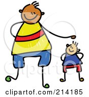 Poster, Art Print Of Childs Sketch Of A Father And Son