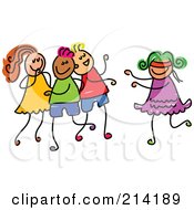 Royalty Free RF Clipart Illustration Of A Childs Sketch Of A Girl Playing Blind Mans Bluff