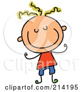 Royalty Free RF Clipart Illustration Of A Childs Sketch Of A Boy With Blond Hair And A Big Smile