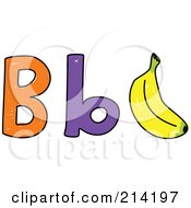 Poster, Art Print Of Childs Sketch Of Capital And Lowercase Bs With A Banana