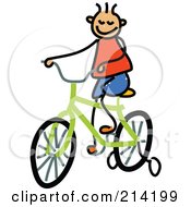 Poster, Art Print Of Childs Sketch Of Childs Sketch Of A Boy Riding A Bike