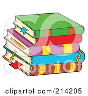Royalty Free RF Clipart Illustration Of A Stack Of Colorful Text Books 2