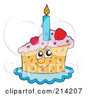 Royalty Free RF Clipart Illustration Of A Happy Birthday Cake Slice