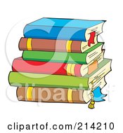 Royalty Free RF Clipart Illustration Of A Stack Of Colorful Text Books 4