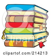 Royalty Free RF Clipart Illustration Of A Stack Of Colorful Text Books 1