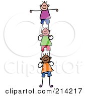 Royalty Free RF Clipart Illustration Of A Childs Sketch Of Girls Supporting Each Other