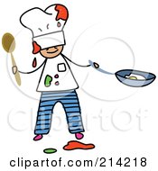 Poster, Art Print Of Childs Sketch Of A Messy Chef Boy