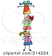 Royalty Free RF Clipart Illustration Of A Childs Sketch Of Girls Supporting Each Other