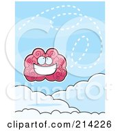 Royalty Free RF Clipart Illustration Of A Happy Brain Bouncing On Clouds In The Sky