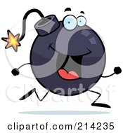 Royalty Free RF Clipart Illustration Of A Running Bomb Character