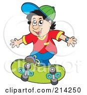 Little Boy Skateboarding