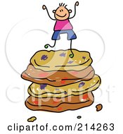 Poster, Art Print Of Childs Sketch Of A Boy On A Stack Of Cookies
