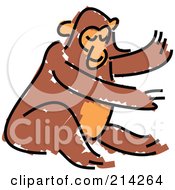 Royalty Free RF Clipart Illustration Of A Childs Sketch Of A Monkey