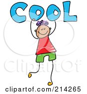 Royalty Free RF Clipart Illustration Of A Childs Sketch Of A Boy Carrying Cool
