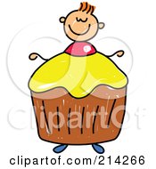 Poster, Art Print Of Childs Sketch Of A Boy With A Cupcake Body