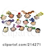 Royalty Free RF Clipart Illustration Of A Childs Sketch Of Faces