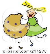 Poster, Art Print Of Childs Sketch Of A Girl Eating A Giant Cookie
