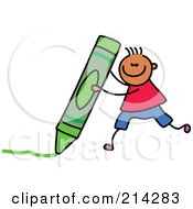 Royalty Free RF Clipart Illustration Of A Childs Sketch Of A Boy With A Crayon