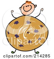 Poster, Art Print Of Childs Sketch Of A Boy With A Cookie Body