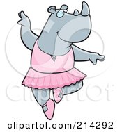 Royalty Free RF Clipart Illustration Of A Ballerina Rhino Dancing And Jumping by Cory Thoman