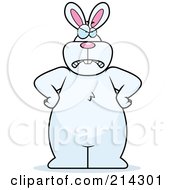 Big White Rabbit Standing On His Hind Legs With His Hands On His Hips