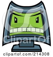 Poster, Art Print Of Mean Computer With A Green Evil Face
