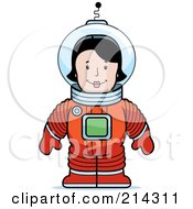 Standing Astronaut Woman In A Space Suit