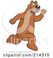 Royalty Free RF Clipart Illustration Of A Happy Brown Bear Running