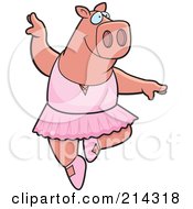 Royalty Free RF Clipart Illustration Of A Ballerina Pig Dancing And Jumping by Cory Thoman