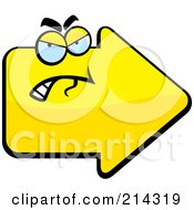 Royalty Free RF Clipart Illustration Of A Grouchy Yellow Arrow Character by Cory Thoman